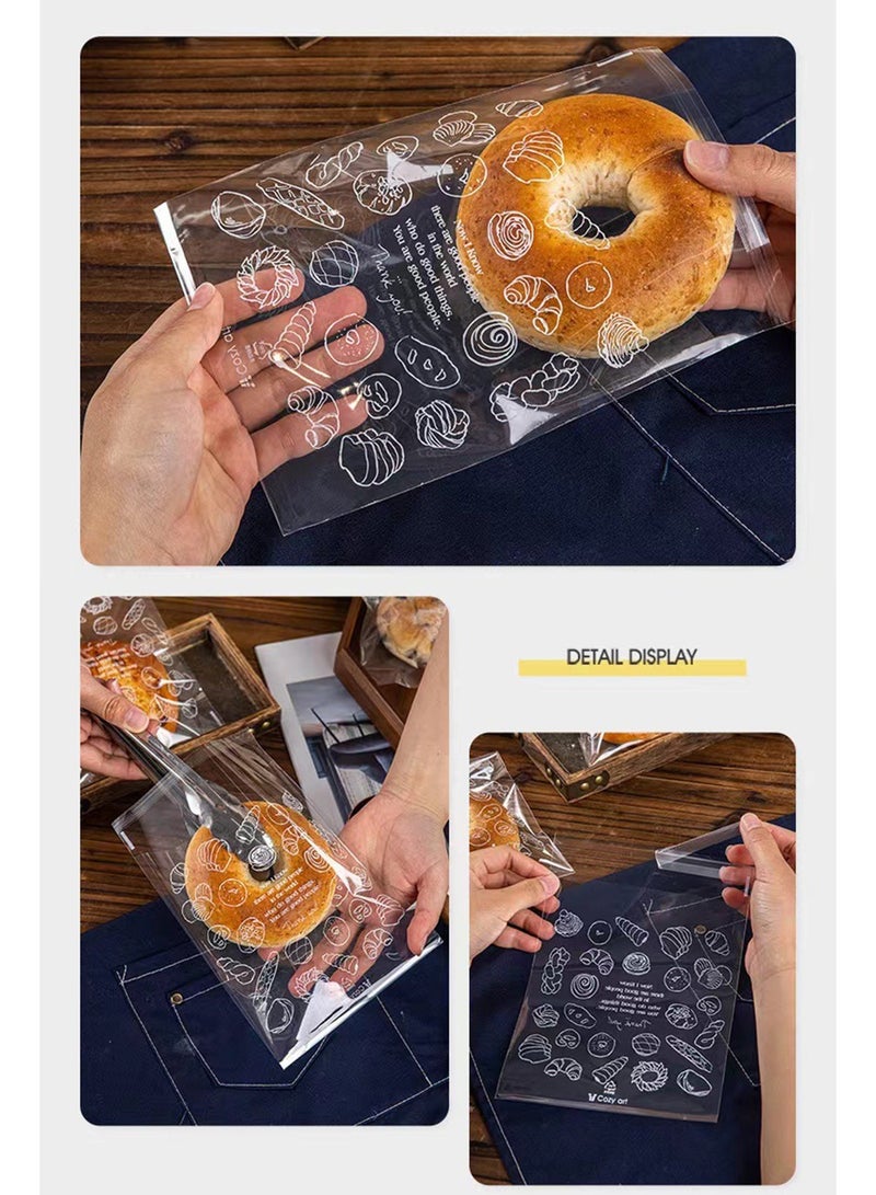 100 Pcs Premium Clear Bread Bags with Self-Sealing Closure，Cookie Bags for Bread, Loaves, Pastries,Baked Goods - Image 3